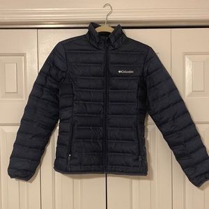 Women’s Columbia puffer jacket, EUC, navy blue, size XS.
